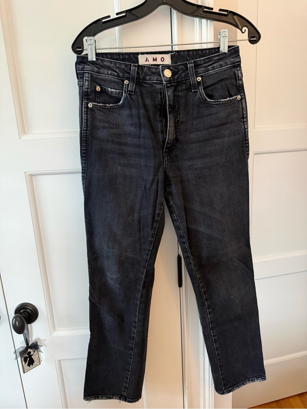 AMO Women's Black Cropped Straight Jeans